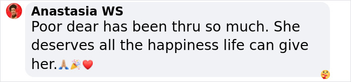 A social media comment praising a miracle burns survivor, highlighting her resilience and happiness.