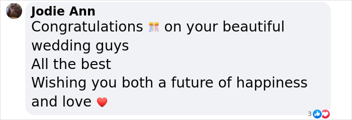 Congratulations message for miracle burns survivor's stunning wedding, wishing happiness and love.