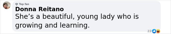 Facebook comment admiring transformation, referring to Shiloh Jolie-Pitt's growth. Facebook comment admiring transformation, referring to Shiloh Jolie-Pitt's growth.