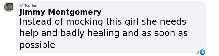 Comment by Jimmy Montgomery expressing concern for Bonnie Blue's well-being and need for help and healing.