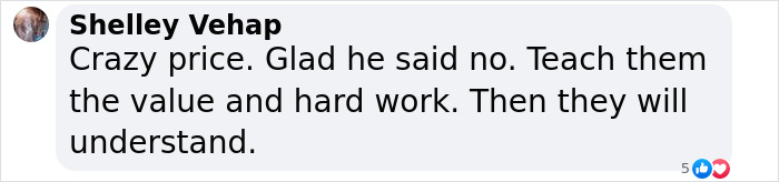 Comment praising Ben Affleck for teaching his kids work value and hard work.