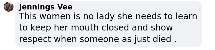 Comment criticizing Prince Andrew's ex for social media post after Virginia Giuffre's death.