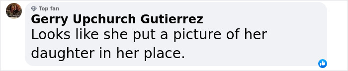 Comment joking about photo editing, suggesting a picture switch with her daughter.