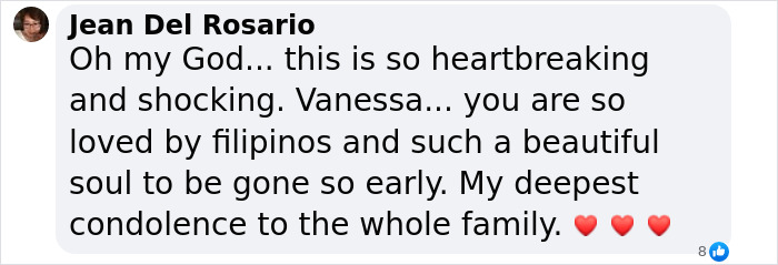 A comment expressing condolences and shock over a 28-year-old woman's passing due to a mysterious illness.