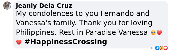 Condolences message for 28-year-old woman who passed away due to mysterious illness while traveling, #HappinessCrossing.