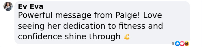 Comment praising a golf influencer's fitness journey and body transformation.