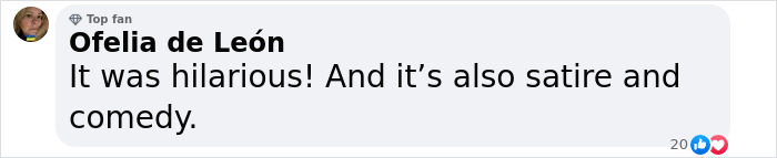 Comment from Ofelia de Le&oacute;n about satire and comedy related to "White Lotus" star's public reaction.