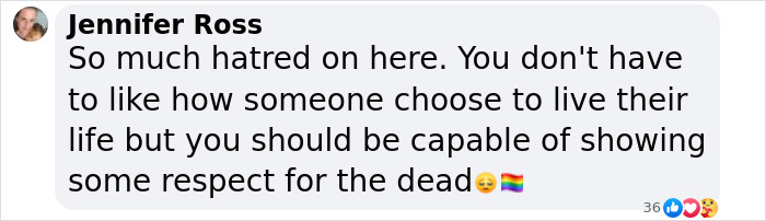 Comment on Jiggly Caliente's passing, urging respect and kindness amidst negative reactions.