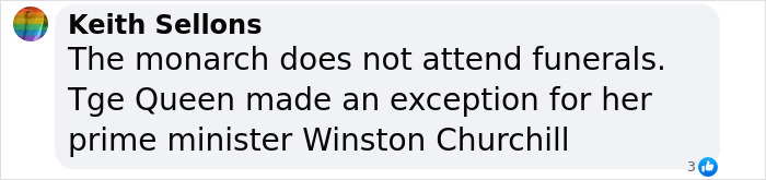 Text discussing King Charles not attending funerals, referencing past exceptions made by the Queen.