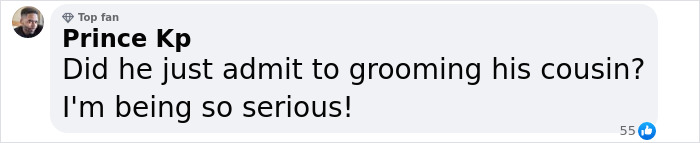 Comment about Kanye West's alleged confession, questioning if he admitted to grooming his cousin.