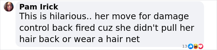 Comment on PR stunt at donut shop, hair net issue mentioned.