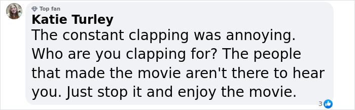 Social media comment criticizing noise during 'A Minecraft Movie' screening. Social media comment criticizing noise during 'A Minecraft Movie' screening.