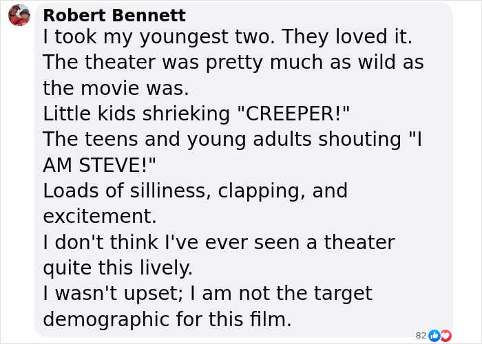 Text from moviegoer on rowdy behavior during 'A Minecraft Movie' screening. Text from moviegoer on rowdy behavior during 'A Minecraft Movie' screening.