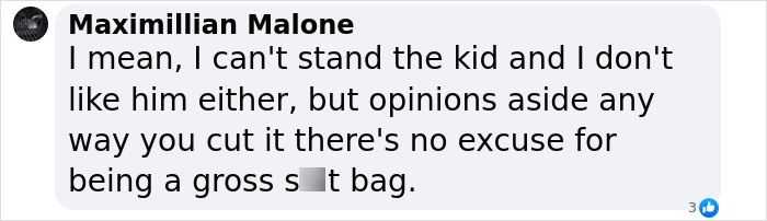 Comment on Mickey Rourke's remarks about JoJo Siwa, highlighting negative sentiment.