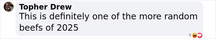 Comment by Topher Drew on a 2025 beef, related to Wendy's and Katy Perry controversy. Comment by Topher Drew on a 2025 beef, related to Wendy's and Katy Perry controversy.