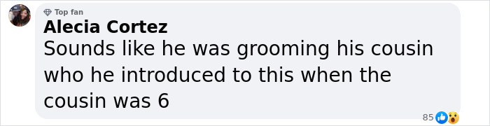 Facebook comment discussing allegations about Kanye West's relationship with cousin.