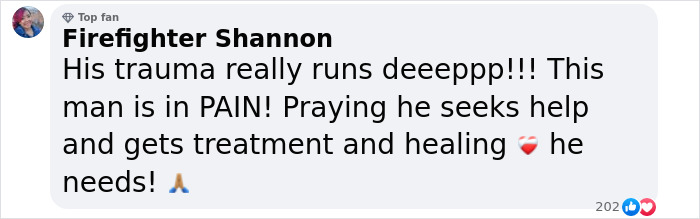 Comment expressing concern for Kanye West's emotional pain, urging him to seek healing.