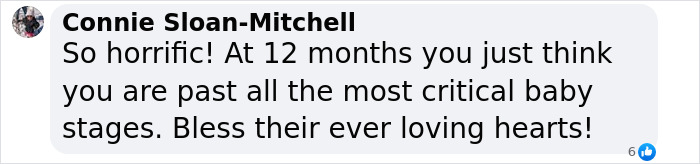 Comment expressing sorrow about a 12-month-old's loss, related to influencer's mourning.