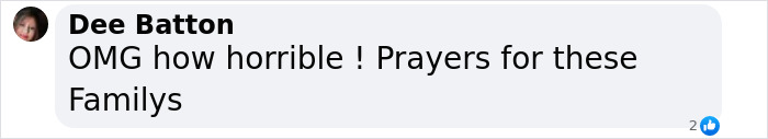 Comment reacting to New England serial assassination horror, expressing sympathy for victims' families.
