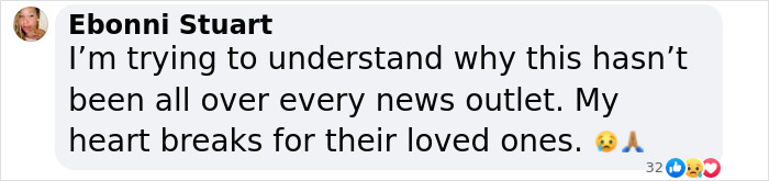 Comment questioning media coverage of the New England serial assassination horror, expressing heartbreak over victims.