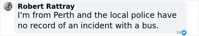 Text message from Perth claiming police have no record of bus incident, related to Prince Andrew&rsquo;s accuser.