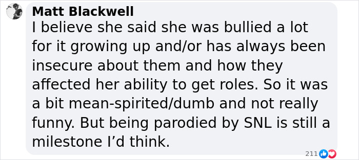 Matt Blackwell comment on Aimee Lou Wood's statement about SNL parody, discussing its impact on her.