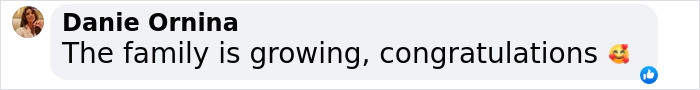 Comment from Danie Ornina congratulating the family, with a heart emoji.
