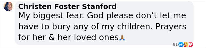 Comment offering prayers and support amid Teddi Mellencamp's ongoing cancer battle.