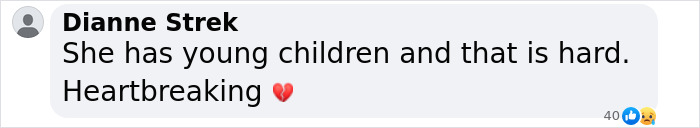 Heartbreaking comment about young children amid cancer battle with heart emoji.