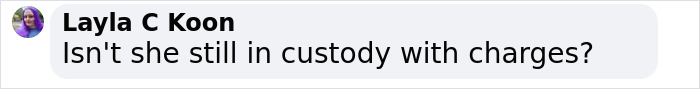 Text message from Layla questioning custody status and charges.