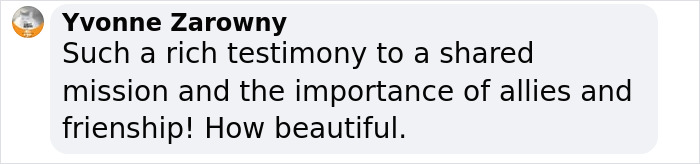 Comment highlighting friendship and shared mission importance.
