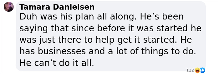 Comment discussing Elon Musk stepping down from DOGE involvement.