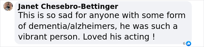 Comment on dementia and acting appreciation from Janet Chesebro-Bettinger. Comment on dementia and acting appreciation from Janet Chesebro-Bettinger.