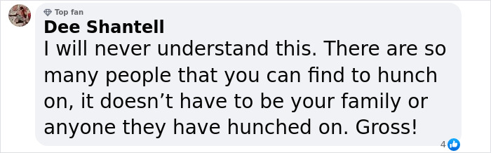 Comment by Dee Shantell reacting to film legend's relationship news, expressing disbelief and disapproval.