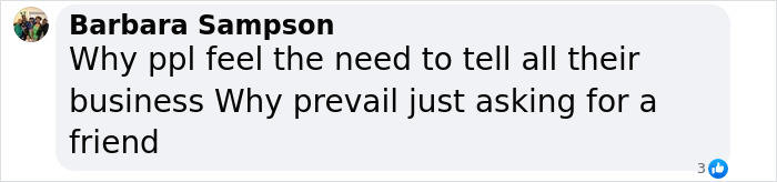 Social media comment questioning why people share personal details, related to a film legend's relationship.