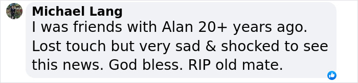 Comment expressing sadness over a friend's passing, related to family concerns about burial location.
