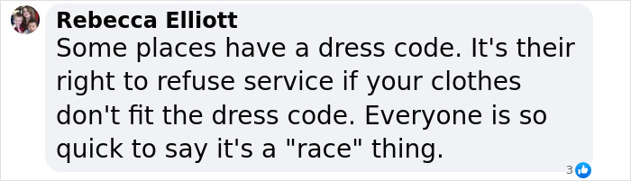 Comment on restaurant dress code issue related to a woman's lawsuit for being kicked out over her outfit.