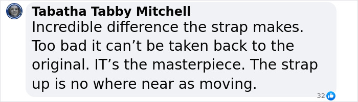 Text critique by Tabatha Tabby Mitchell discussing changes to a scandalous painting's strap.