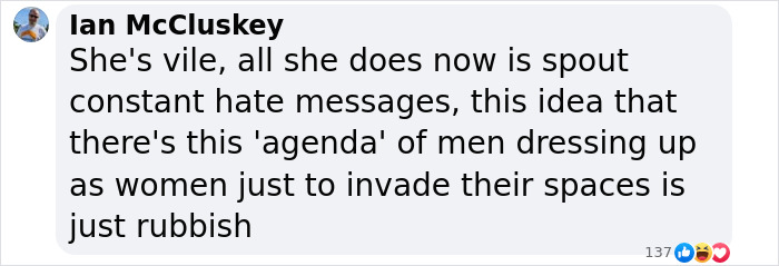 Text criticizing JK Rowling shared amid trans allyship debate.