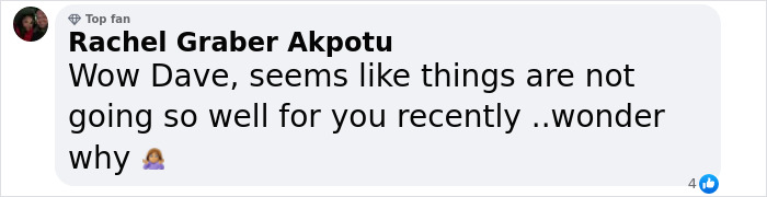 Comment on Dave Portnoy's situation, questioning recent events with a shrug emoji.