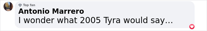 Comment on Tyra Banks' appearance at gala, referencing 2005.