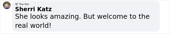 Fan comment saying she looks amazing, related to Tyra Banks' appearance at a fashion gala.