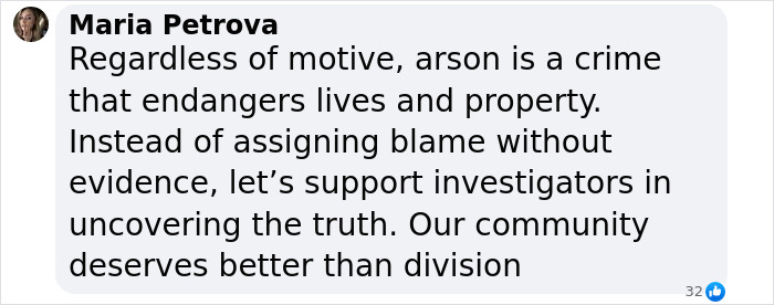 Maria Petrova emphasizes unity in response to Pennsylvania Governor's Mansion arson investigation. Maria Petrova emphasizes unity in response to Pennsylvania Governor's Mansion arson investigation.