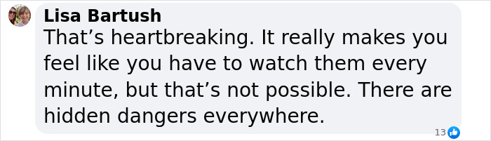 Comment on parenting influencer's tragic loss, highlighting hidden dangers and parenting challenges.