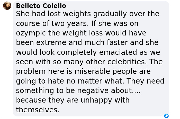 Text message about Lizzo's weight loss methods, discussing gradual change and addressing Ozempic rumors. Text message about Lizzo's weight loss methods, discussing gradual change and addressing Ozempic rumors.