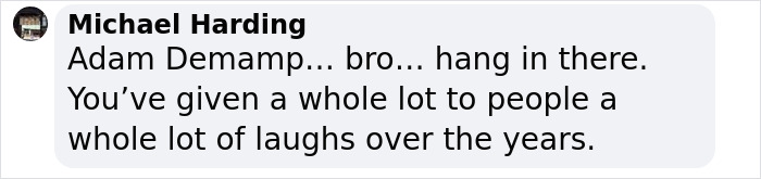 Supportive message to 'Pitch Perfect' actor shared by Michael Harding.