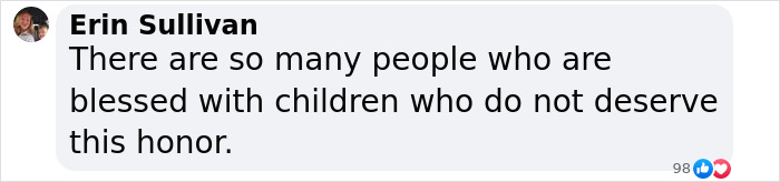 Comment on parenting, highlighting undeserving parents, with likes and reactions displayed.