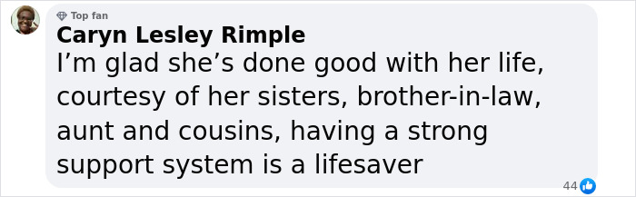 Comment from a fan discussing Honey Boo Boo's life and strong family support system as lifesaver.