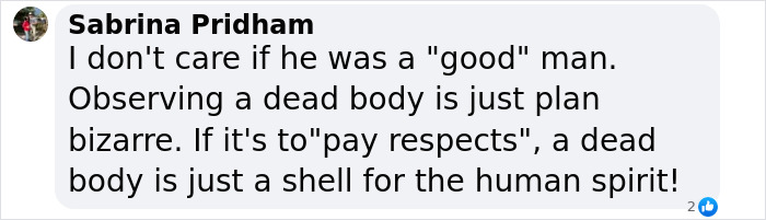 Social media comment expressing views on Pope Francis' open casket causing mixed reactions.