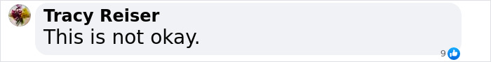 Comment text saying, "This is not okay," related to Pennsylvania Governor's Mansion arson. Comment text saying, "This is not okay," related to Pennsylvania Governor's Mansion arson.